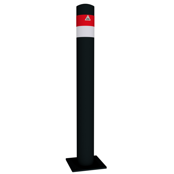Barrier post | Black - Line |  102 mm | stationary | to be fixed by plugs | with base plate 100 x 150 mm